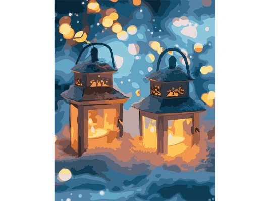 Картина по номерам SANTI Фонарики в снегу купить в интернет магазине подарков ПраздникШоп