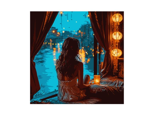 Картина по номерам SANTI Мечтательная девушка купить в интернет магазине подарков ПраздникШоп