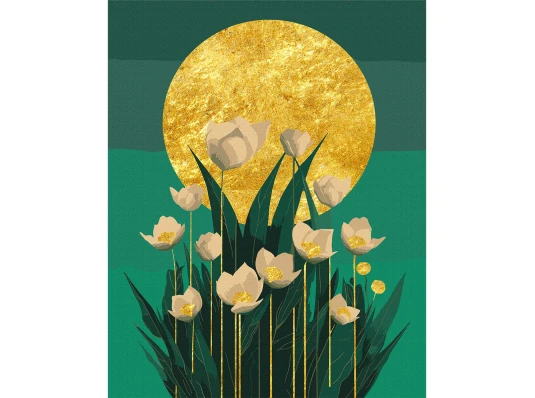 Картина по номерам SANTI Цветы в лунном сиянии купить в интернет магазине подарков ПраздникШоп