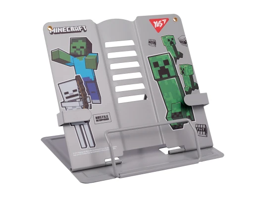 Подставка для книг Yes Minecraft металлическая серая с дополнительными фиксаторами купить в интернет магазине подарков ПраздникШоп