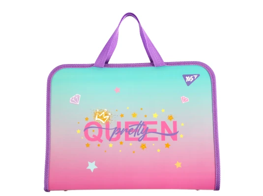 Папка-портфель Yes Glamour FC на молнии с тканевыми ручками купить в интернет магазине подарков ПраздникШоп