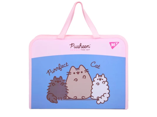 Папка-портфель Yes Pusheen FC на молнии с тканевыми ручками купить в интернет магазине подарков ПраздникШоп