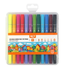 Фломастеры двусторонние Yes Orange Line 12 цветов купить в интернет магазине подарков ПраздникШоп