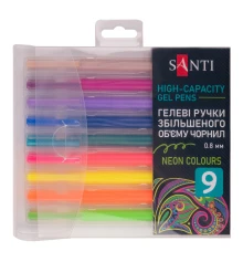 Набор гелевых ручек увеличенного объема чернил SANTI Neon 9 штук купить в интернет магазине подарков ПраздникШоп