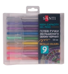 Набор гелевых ручек увеличенного объема чернил SANTI Metallic 9 штук купить в интернет магазине подарков ПраздникШоп