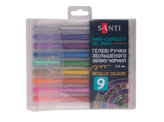 Набор гелевых ручек увеличенного объема чернил SANTI Metallic 9 штук купить в интернет магазине подарков ПраздникШоп