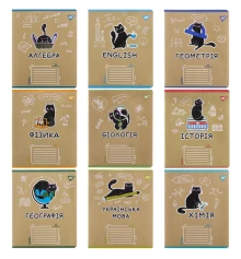 Тетрадь предметная YES Black cat 48 листов набор 9 видов купить в интернет магазине подарков ПраздникШоп