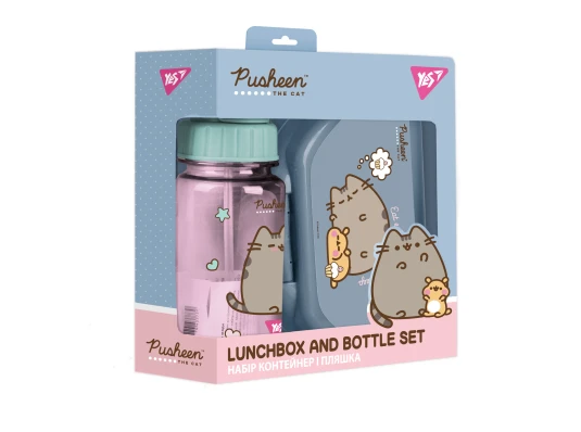 Набор контейнер и бутылка Yes Pusheen 2 предмета купить в интернет магазине подарков ПраздникШоп
