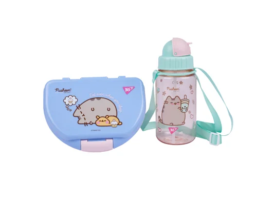 Набор контейнер и бутылка Yes Pusheen 2 предмета купить в интернет магазине подарков ПраздникШоп
