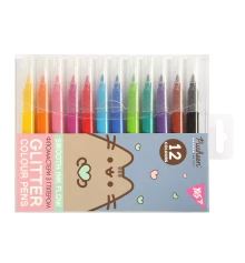 Фломастеры Yes Pusheen 12 цветов глиттер купить в интернет магазине подарков ПраздникШоп