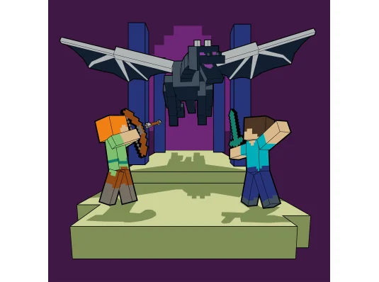 Картина по номерам SANTI Майнкрафт Стив и Алекс бой с драконом 25х25см купить в интернет магазине подарков ПраздникШоп