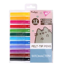 Фломастеры Yes Pusheen Jumbo 12 цветов купить в интернет магазине подарков ПраздникШоп