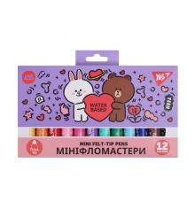 Фломастеры Yes Line Friends Mini 12 цветов купить в интернет магазине подарков ПраздникШоп