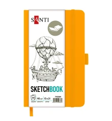 Скетчбук SANTI для графики 13х21см 80 л. твердая обложка PU 110г/м2 желтый купить в интернет магазине подарков ПраздникШоп