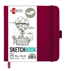 Скетчбук SANTI для графики 15х15см 80 л. твердая обложка PU 110г/м2сливовий купить в интернет магазине подарков ПраздникШоп