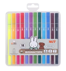 Фломастеры двусторонние Yes Miffy 12 цветов купить в интернет магазине подарков ПраздникШоп