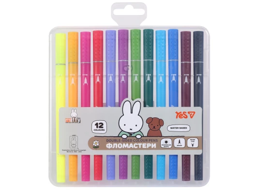 Фломастеры двусторонние Yes Miffy 12 цветов купить в интернет магазине подарков ПраздникШоп
