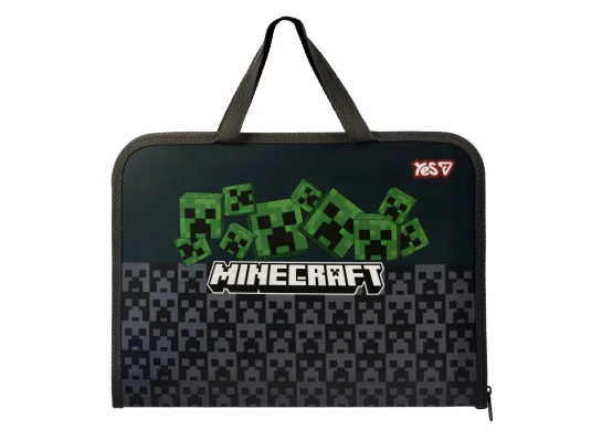 Папка-портфель Yes Minecraft Creepers FC на молнии с тканевыми ручками купить в интернет магазине подарков ПраздникШоп