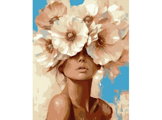 Картина по номерам SANTI Девушка и нежный цветок 40х50 см купить в интернет магазине подарков ПраздникШоп