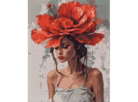 Алмазная мозаика SANTI Девушка с красным цветком 40х50 см на подрамнике купить в интернет магазине подарков ПраздникШоп