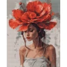 Алмазная мозаика SANTI Девушка с красным цветком 40х50 см на подрамнике