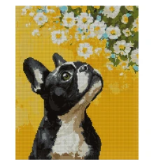 Алмазная мозаика SANTI Бульдог и цветы 40х50 см на подрамнике купить в интернет магазине подарков ПраздникШоп