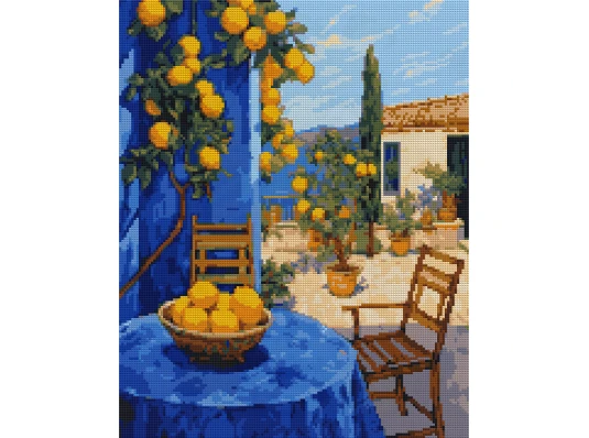 Алмазная мозаика SANTI Лимонный дворик 40х50 см на подрамнике купить в интернет магазине подарков ПраздникШоп