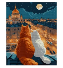 Алмазная мозаика SANTI Коты на крыше 40х50 см на подрамнике купить в интернет магазине подарков ПраздникШоп
