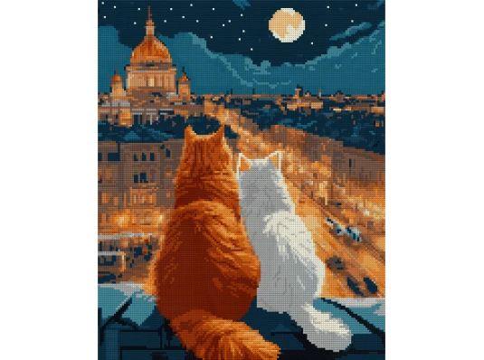 Алмазная мозаика SANTI Коты на крыше 40х50 см на подрамнике купить в интернет магазине подарков ПраздникШоп