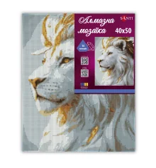 Алмазная мозаика SANTI Белый лев 40х50 см на подрамнике купить в интернет магазине подарков ПраздникШоп