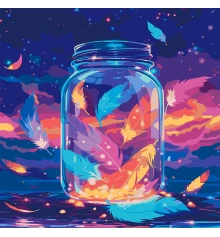 Картина по номерам SANTI Магические перья 40х40 см LED подсветка купить в интернет магазине подарков ПраздникШоп