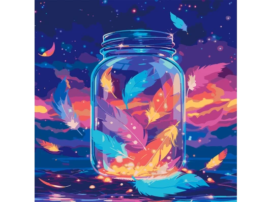 Картина по номерам SANTI Магические перья 40х40 см LED подсветка купить в интернет магазине подарков ПраздникШоп