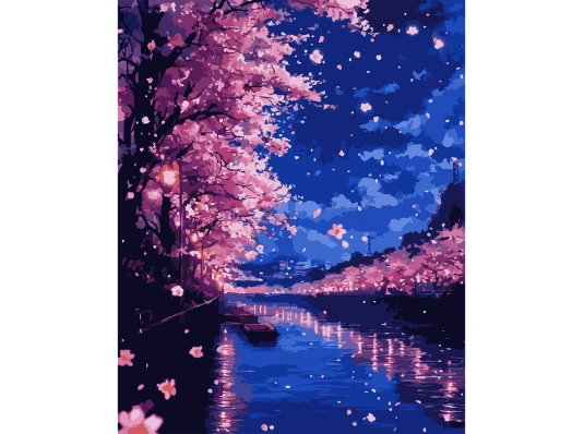 Картина по номерам SANTI Цветение сакуры 40х50 см LED подсветка купить в интернет магазине подарков ПраздникШоп