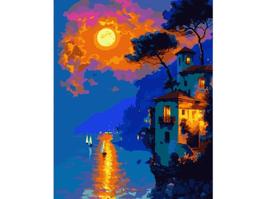 Картина по номерам SANTI Закат на побережье 40х50 см LED подсветка купить в интернет магазине подарков ПраздникШоп