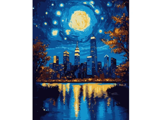 Картина по номерам SANTI Чарующий город 40х50 см LED подсветка купить в интернет магазине подарков ПраздникШоп