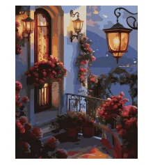 Картина по номерам SANTI Цветы на балконе 40х50 см LED подсветка купить в интернет магазине подарков ПраздникШоп