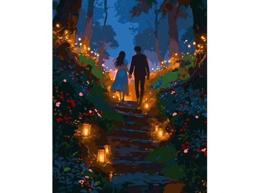 Картина по номерам SANTI Романтическая прогулка 40х50 см LED подсветка купить в интернет магазине подарков ПраздникШоп