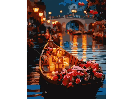 Картина по номерам SANTI Розы в лодке 40х50 см LED подсветка купить в интернет магазине подарков ПраздникШоп