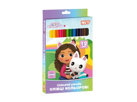 Карандаши цветные Yes Gabby Dollhouse JUMBO 12 цветов купить в интернет магазине подарков ПраздникШоп