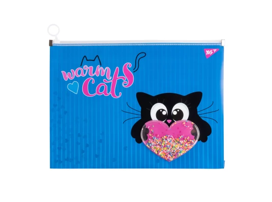 Папка-конверт YES на молнии A4 Meow с бабл купить в интернет магазине подарков ПраздникШоп