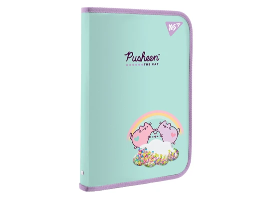 Папка факультативная YES пласт. на молнии FC Pusheen с бабл купить в интернет магазине подарков ПраздникШоп
