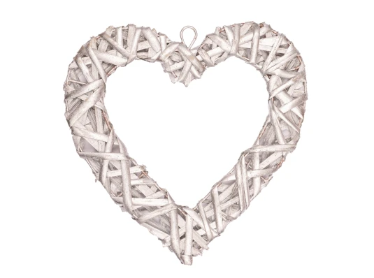 Сердце Yes! Fun ротанговое серебряное 20 см купить в интернет магазине подарков ПраздникШоп