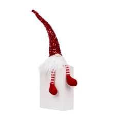 Новогодняя мягкая игрушка Novogod‘ko Гном красная пайетка 56 см LED тело купить в интернет магазине подарков ПраздникШоп