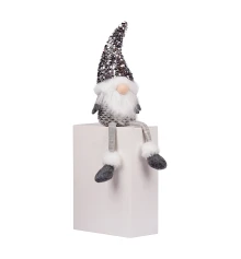 Новогодняя мягкая игрушка Novogod‘ko Гном серебряная пайетка 45см сидит купить в интернет магазине подарков ПраздникШоп