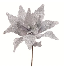 Цветок декоративный Novogod‘ko Пуансеттия серебро 40 см купить в интернет магазине подарков ПраздникШоп