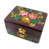 Скринька «Коричнева з букетом», дерев'яна, ручний розпис (16×10×8 см)