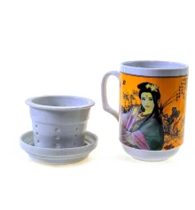 Чашка заварочная с ситом (330мл) (BFC161-6) «Девушка» (h-13 см купить в интернет магазине подарков ПраздникШоп