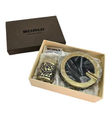 Подарочный набор (Пепепельница с зажигалкой) (16.5×11.5×5 см) купить в интернет магазине подарков ПраздникШоп