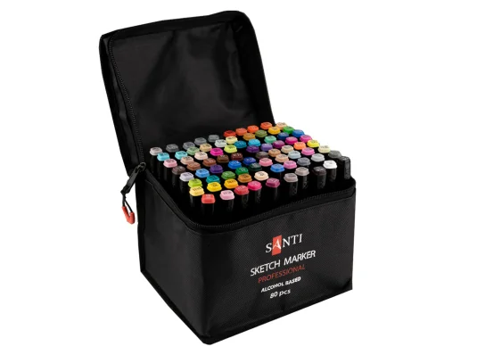 Набор маркеров SANTI спиртовые в сумке 80 шт купить в интернет магазине подарков ПраздникШоп