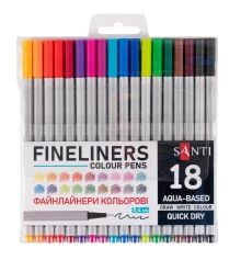 Набор файнлайнеров SANTI 18 цветов купить в интернет магазине подарков ПраздникШоп